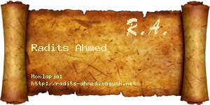 Radits Ahmed névjegykártya
